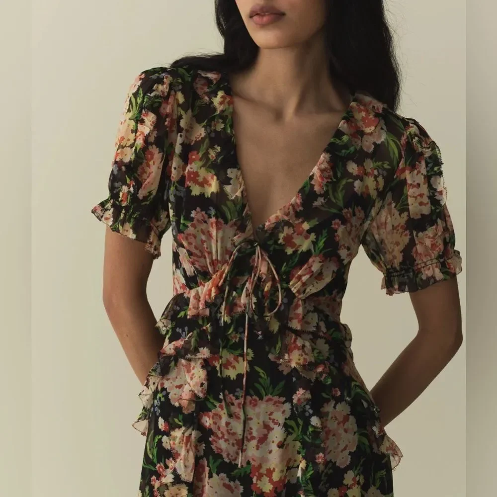 NWT DOEN Elizabeth Silk dress in Meadow Mirage - Picture 5 of 11